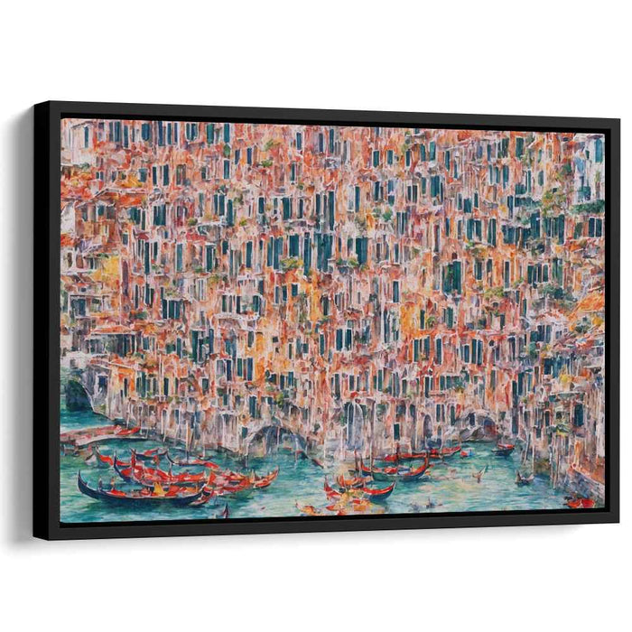Impressionist Waterway Symphony: A Lively Impressionist Canal Scene Canvas Art