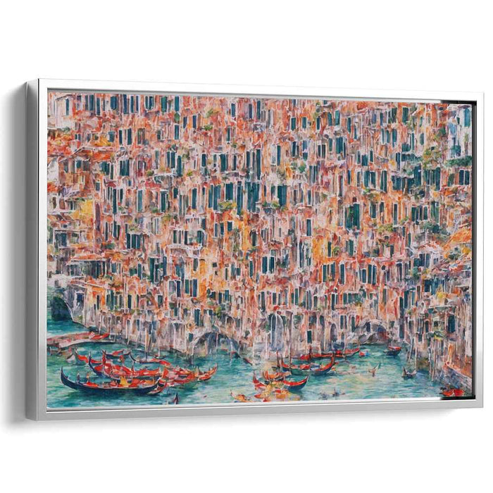 Impressionist Waterway Symphony: A Lively Impressionist Canal Scene Canvas Art