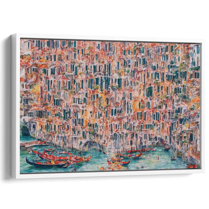 Impressionist Waterway Symphony: A Lively Impressionist Canal Scene Canvas Art