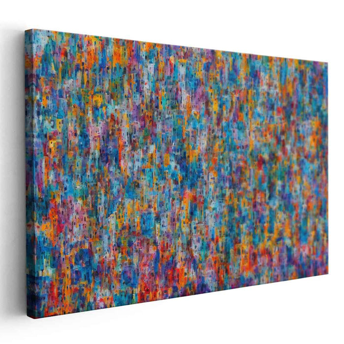 Embers In Abyss: Abstract Expressionist Blue and Orange Canvas Art Print