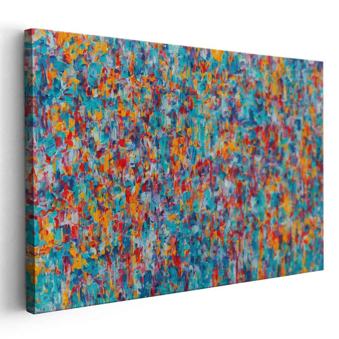 Vivid Essence Unleashed: Abstract Expressionist Turquoise and Fiery Red Canvas Art Print