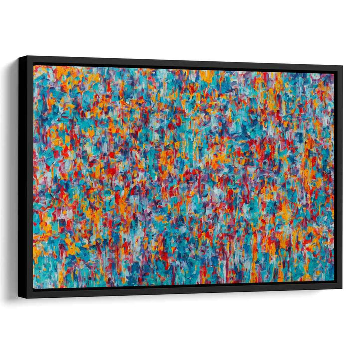 Vivid Essence Unleashed: Abstract Expressionist Turquoise and Fiery Red Canvas Art Print