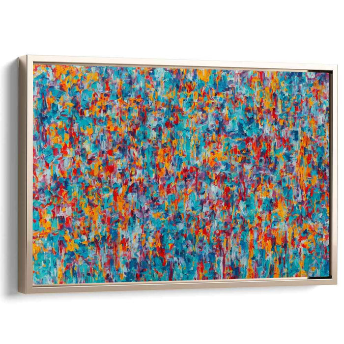 Vivid Essence Unleashed: Abstract Expressionist Turquoise and Fiery Red Canvas Art Print