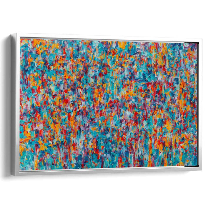 Vivid Essence Unleashed: Abstract Expressionist Turquoise and Fiery Red Canvas Art Print