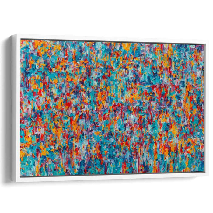 Vivid Essence Unleashed: Abstract Expressionist Turquoise and Fiery Red Canvas Art Print