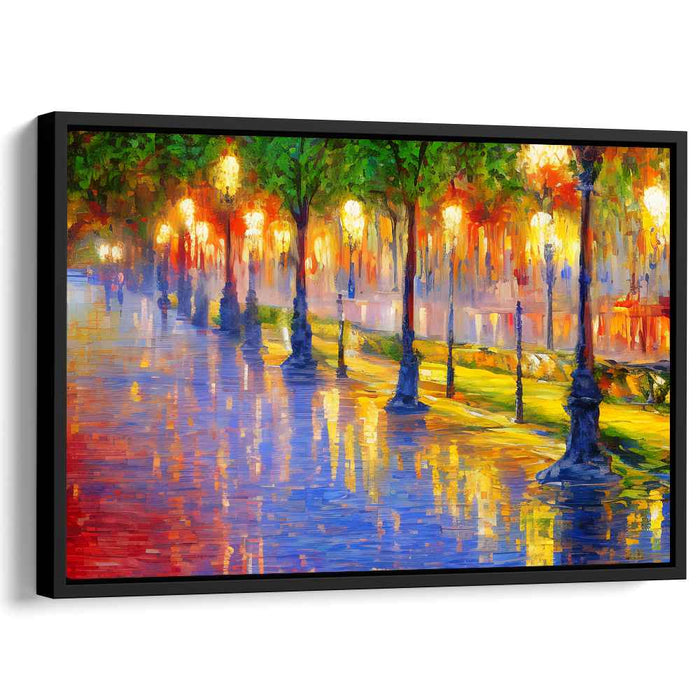 Starry Whispers Under Dusk's Veil: Impressionist Park at Twilight Canvas Art