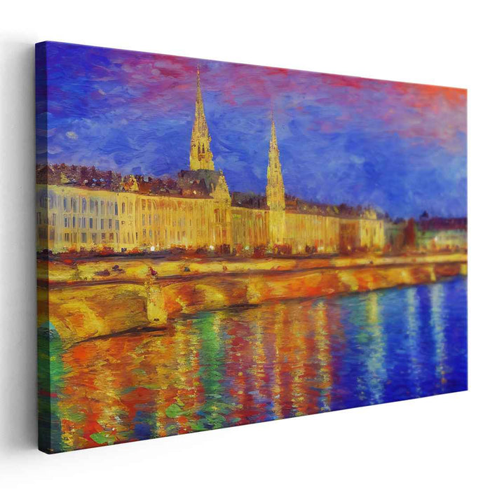Journey Through Cobblestone Charm: Vibrant European Cityscape Canvas Art