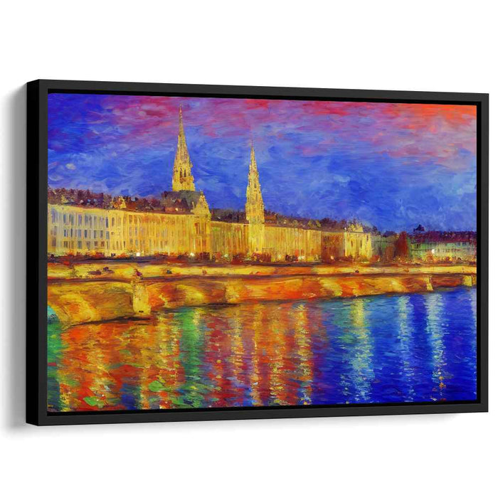 Journey Through Cobblestone Charm: Vibrant European Cityscape Canvas Art