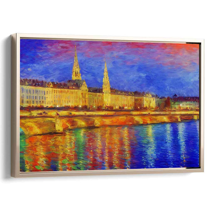 Journey Through Cobblestone Charm: Vibrant European Cityscape Canvas Art