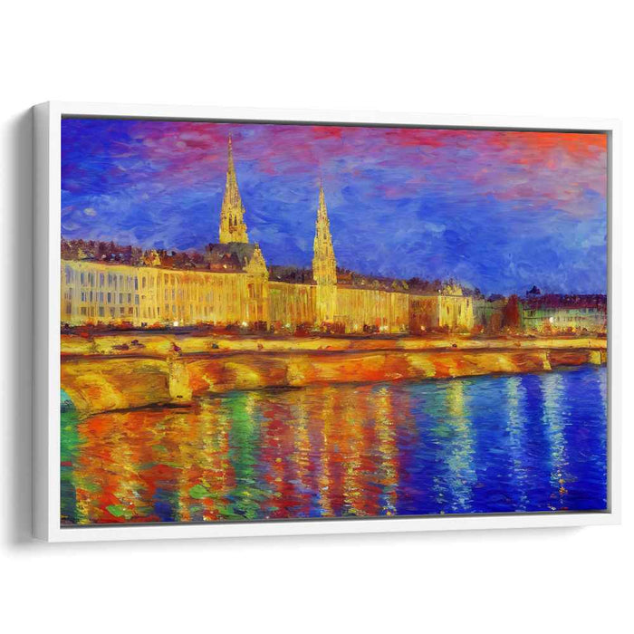 Journey Through Cobblestone Charm: Vibrant European Cityscape Canvas Art