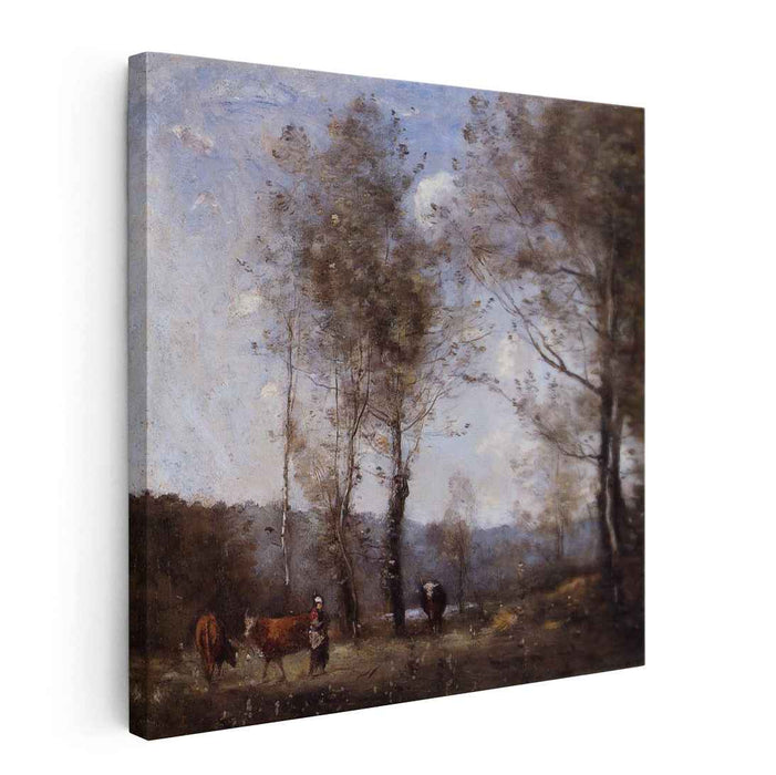 Ville d'Avray, Cowherd in a Clearing near a Pond (1872) by Camille Corot