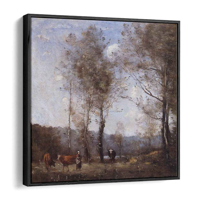 Ville d'Avray, Cowherd in a Clearing near a Pond (1872) by Camille Corot