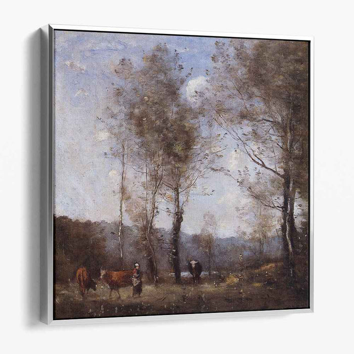 Ville d'Avray, Cowherd in a Clearing near a Pond (1872) by Camille Corot