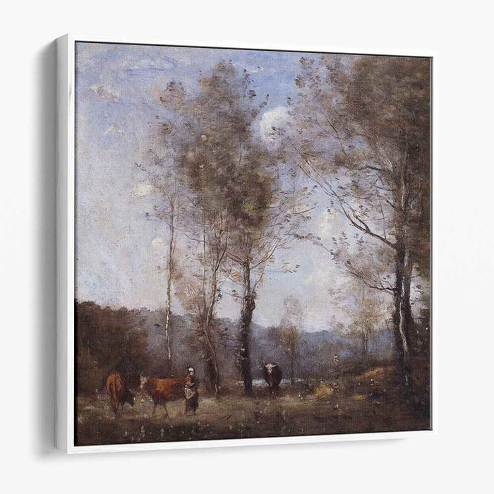 Ville d'Avray, Cowherd in a Clearing near a Pond (1872) by Camille Corot