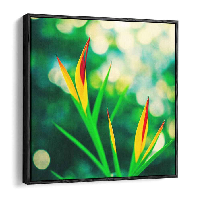 Tropical Verdant Impressions: Vivid Heliconia in Lush Green Canvas Art Print