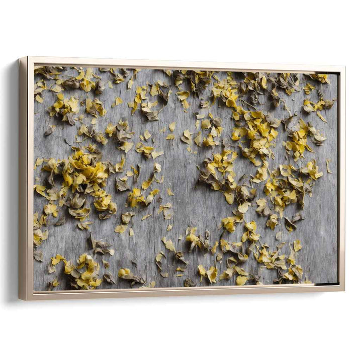 Golden Petal Cascade: Minimalist Nature Photography Print