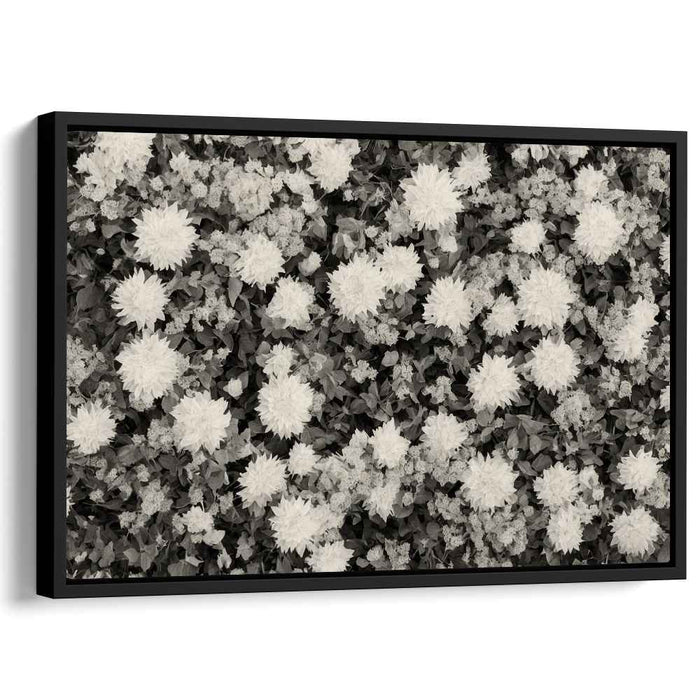 Petal Puzzle Pieces: Black and White Floral Canvas Art Print