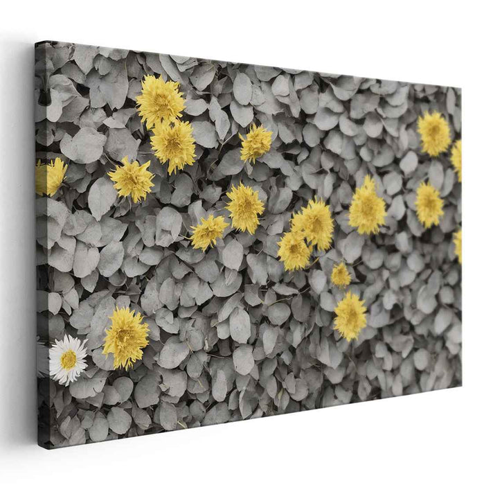 Botanical Opus: Contemporary Floral Contrast Canvas Art Print
