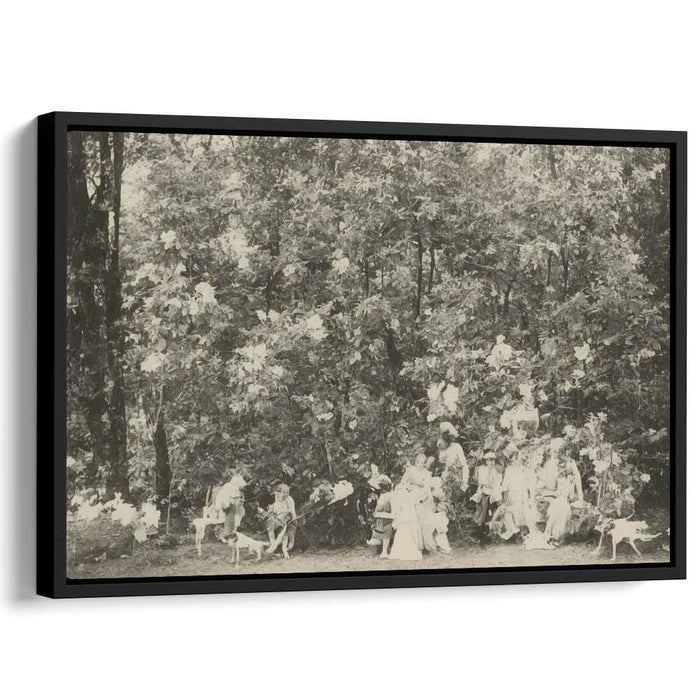 Timeless Whimsy: Children and Dogs in a Forest Canopy