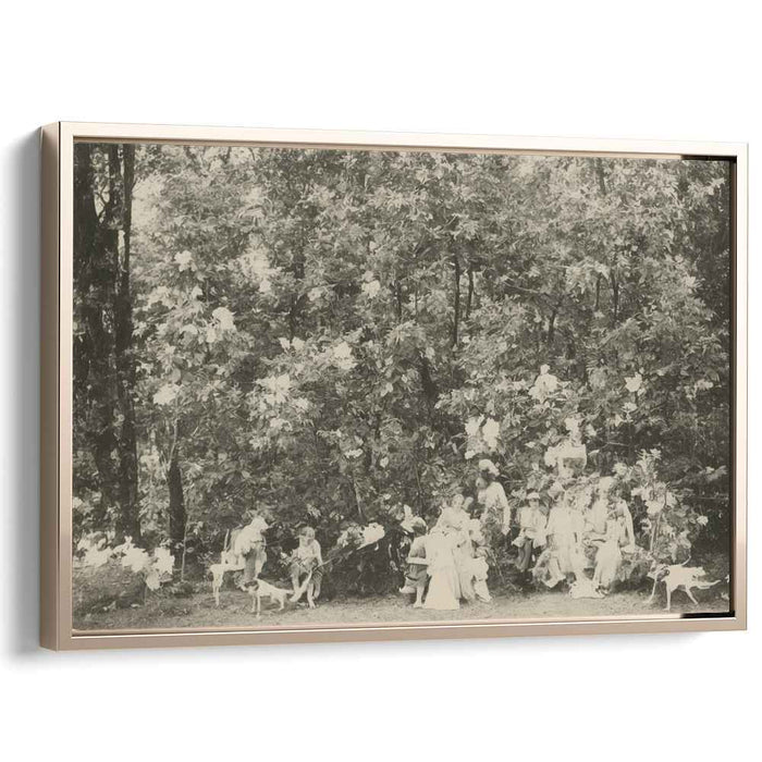 Timeless Whimsy: Children and Dogs in a Forest Canopy