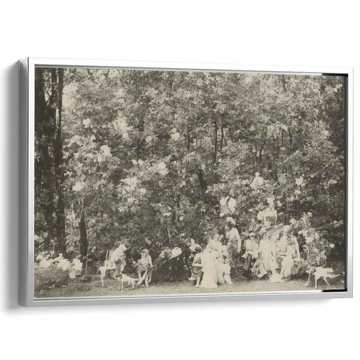 Timeless Whimsy: Children and Dogs in a Forest Canopy