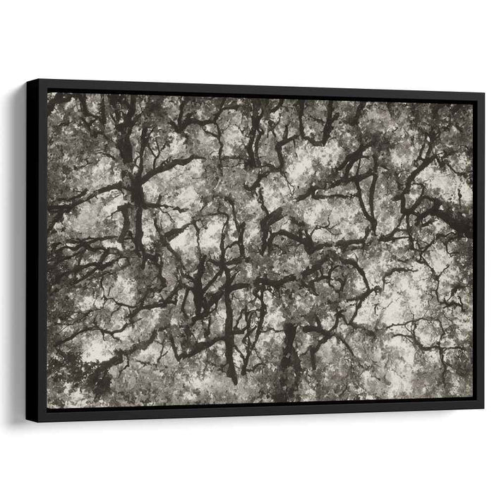 Entwined Canopy: Monochromatic Abstract Forest Landscape Canvas Art Print