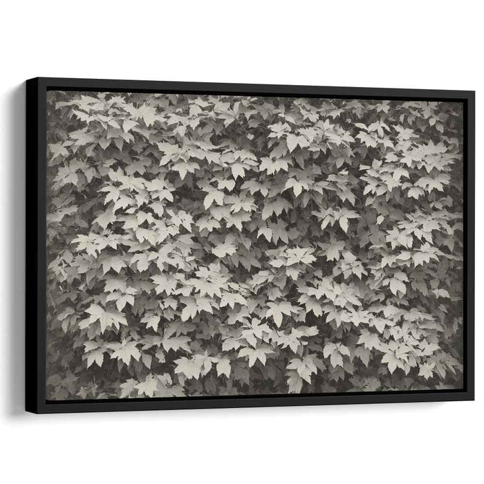 Eternal Whisper of Autumn: Monochrome Leaf Detail Canvas Art