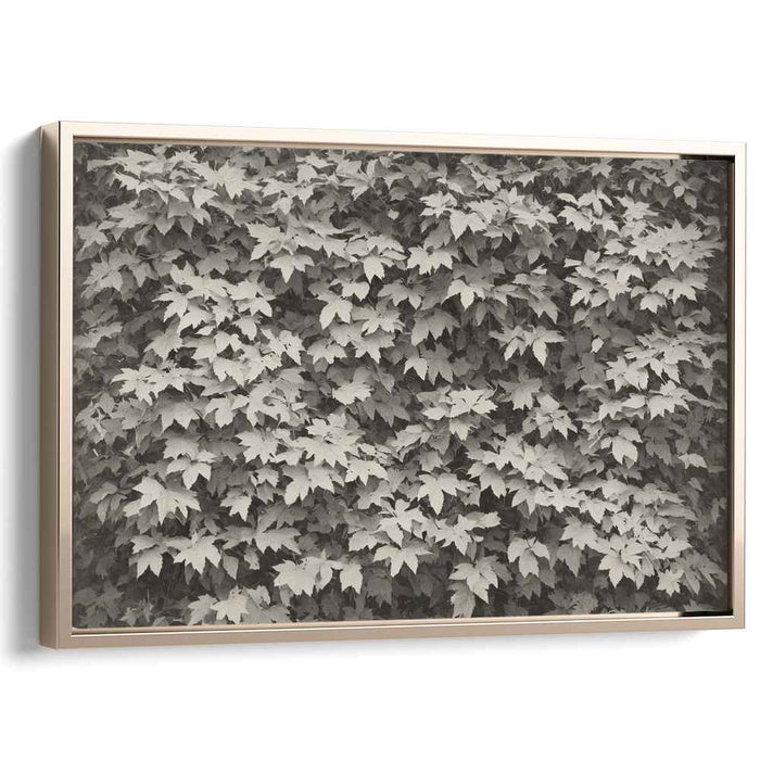 Eternal Whisper of Autumn: Monochrome Leaf Detail Canvas Art