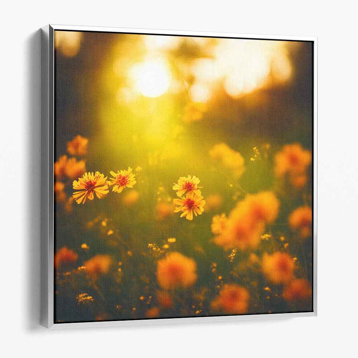Golden Hour Blossoms: Impressionist-Inspired Floral Canvas Art Print
