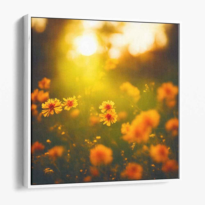 Golden Hour Blossoms: Impressionist-Inspired Floral Canvas Art Print