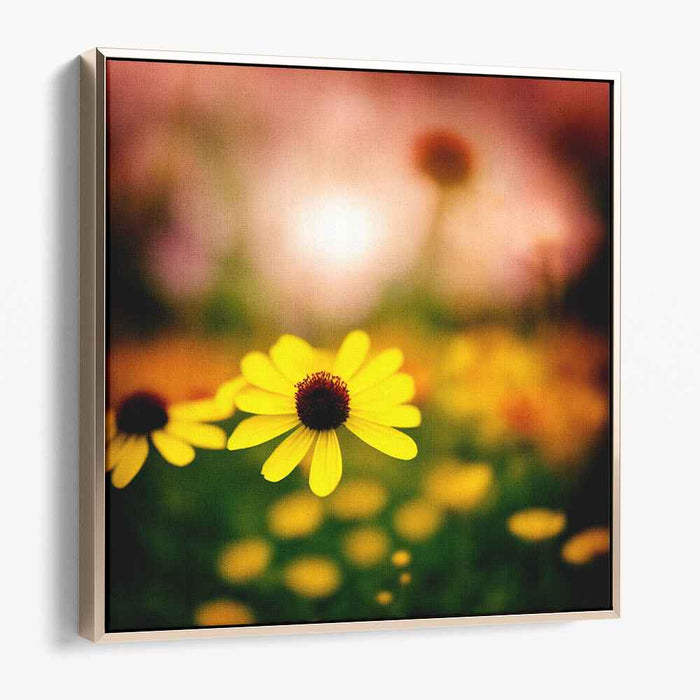Golden Sunrise Blossoms: Impressionist-Inspired Floral Canvas Art