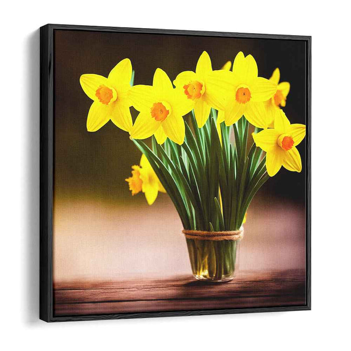 Petals of Sunshine Bouquet: Realistic Daffodil Bouquet Canvas Art Print