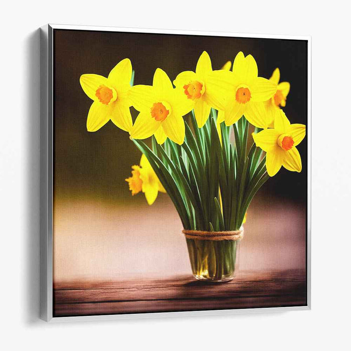 Petals of Sunshine Bouquet: Realistic Daffodil Bouquet Canvas Art Print