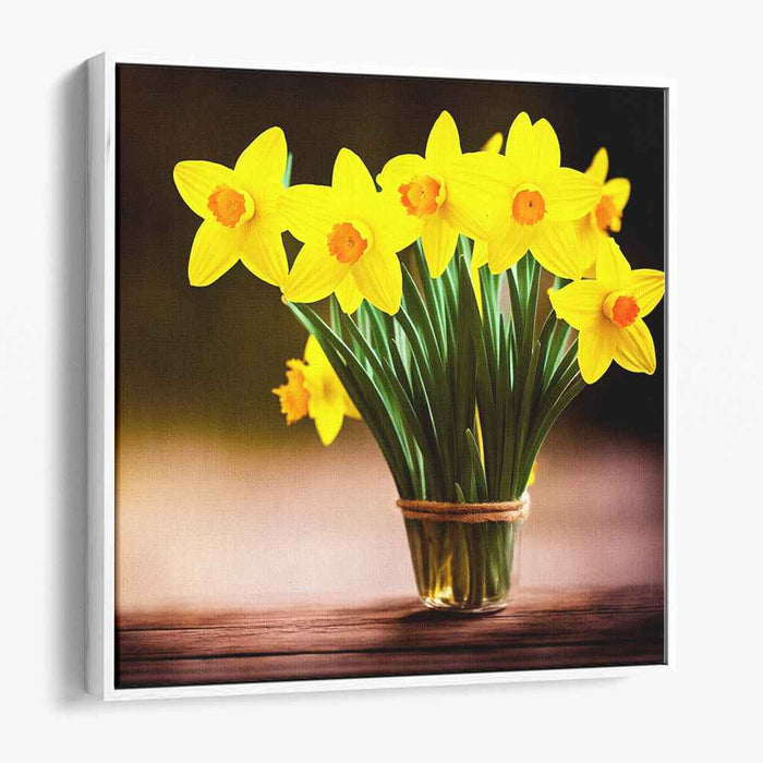 Petals of Sunshine Bouquet: Realistic Daffodil Bouquet Canvas Art Print