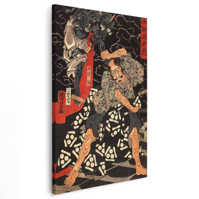 Watanabe Tsuna fighting the demon at the Rashomon by Utagawa Kuniyoshi