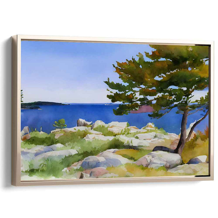 Tranquil Waters Painted Serenity: Watercolor Serenity Canvas Art Print