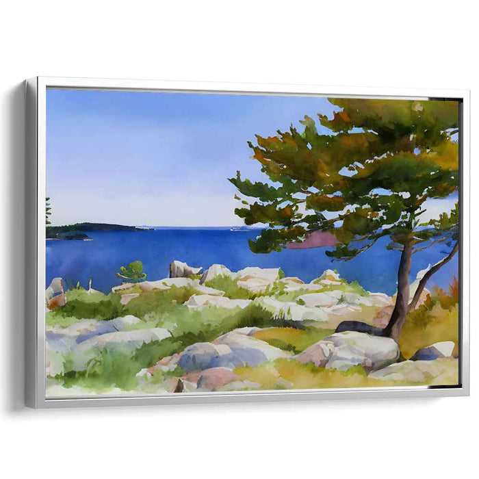 Tranquil Waters Painted Serenity: Watercolor Serenity Canvas Art Print
