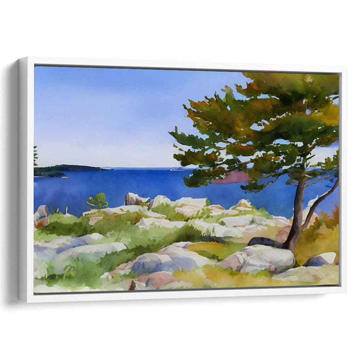 Tranquil Waters Painted Serenity: Watercolor Serenity Canvas Art Print