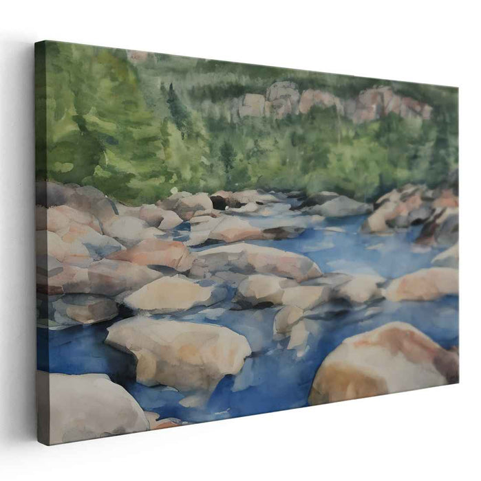 Rippling Reflections: Luminous River Landscape Watercolor Painting