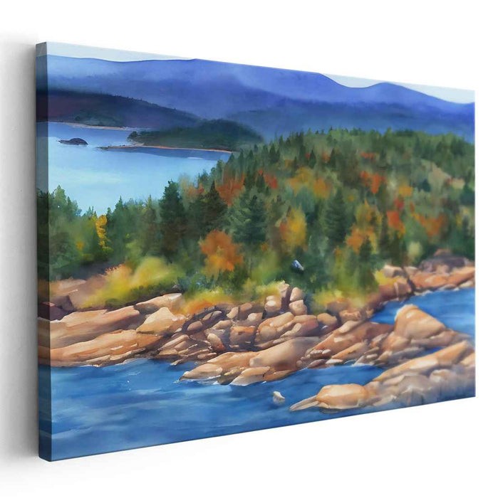 Whispers Among Birch Trees: Lakeside Retreat Watercolor Landscape