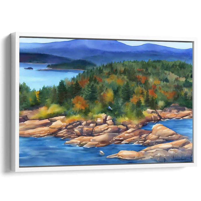 Whispers Among Birch Trees: Lakeside Retreat Watercolor Landscape