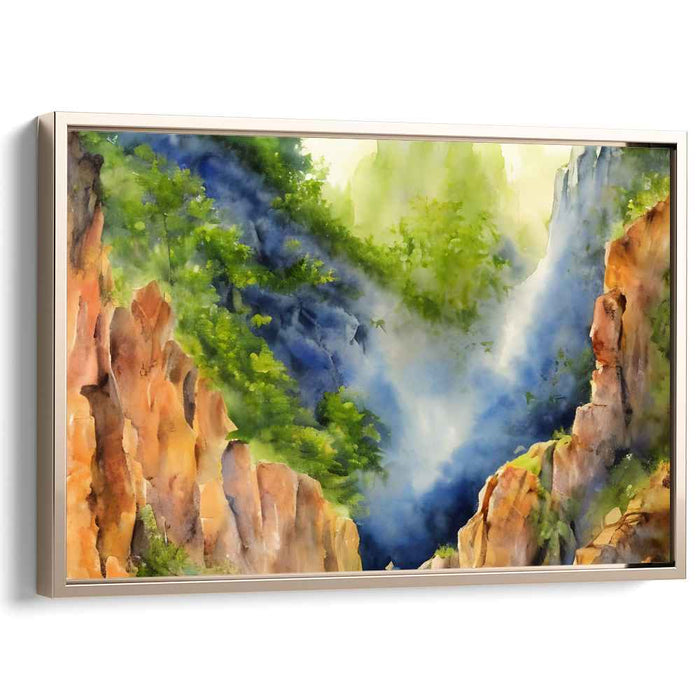 Aquarelle Serenity: Serene Watercolor Landscape Canvas Art Print