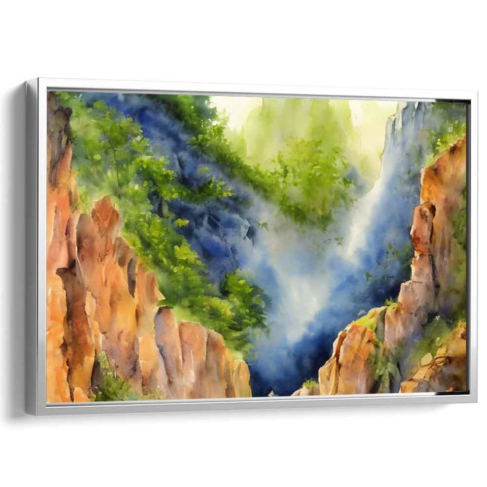 Aquarelle Serenity: Serene Watercolor Landscape Canvas Art Print
