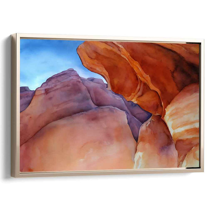 Sandswept Stone Symphony: Watercolor Landscape of Desert Rock Formations