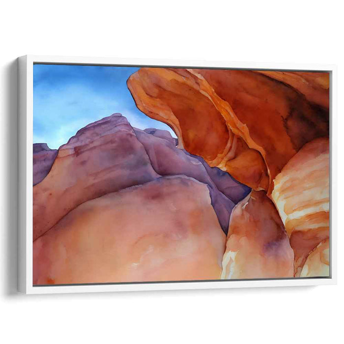 Sandswept Stone Symphony: Watercolor Landscape of Desert Rock Formations