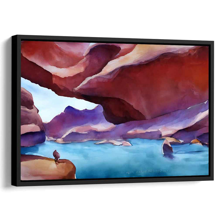 Canyon's Whispering Palette: Watercolor Landscape of Serene Canyon Beauty