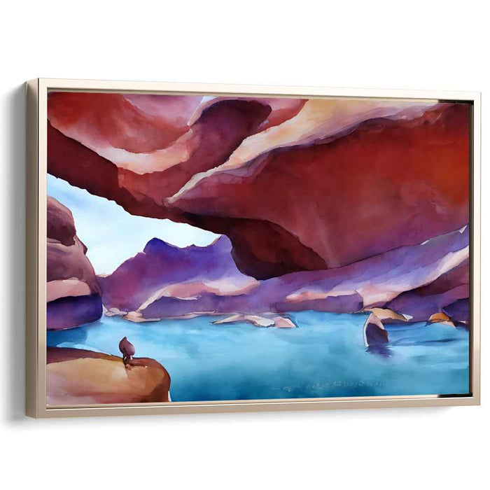 Canyon's Whispering Palette: Watercolor Landscape of Serene Canyon Beauty
