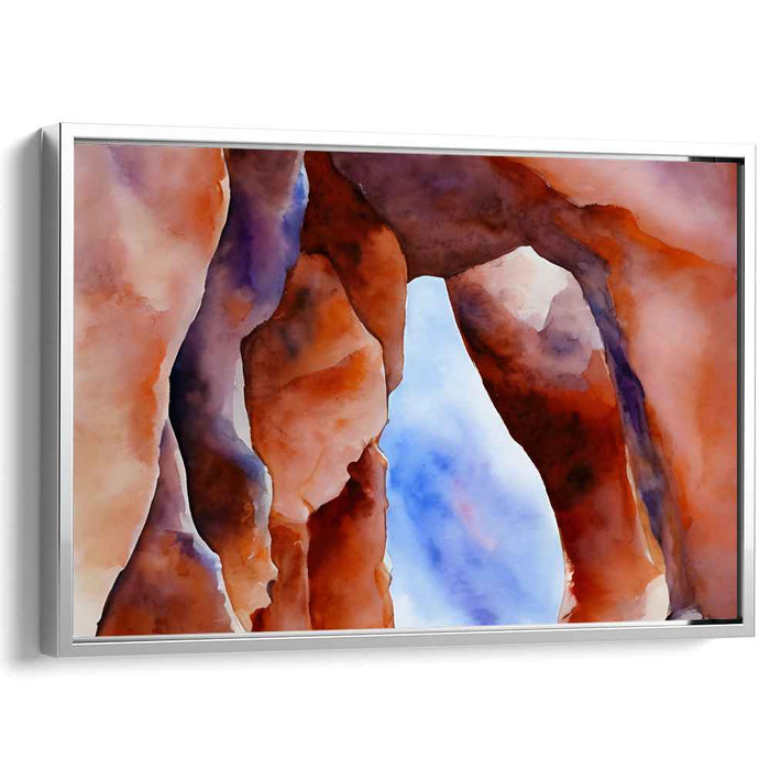 Serene Archway: Watercolor Landscape of Natural Rock Formation