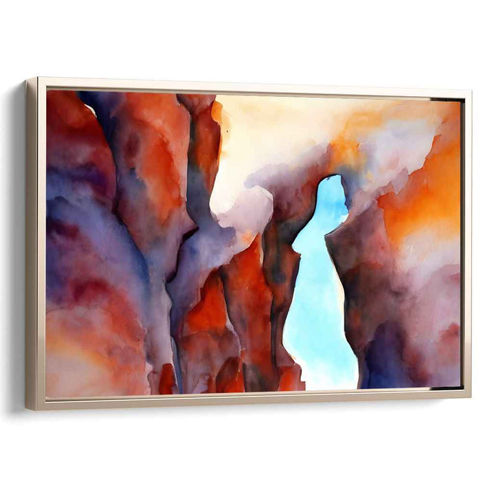 Serenity in Abstract: Canyon Sunset Watercolor Canvas Art Print