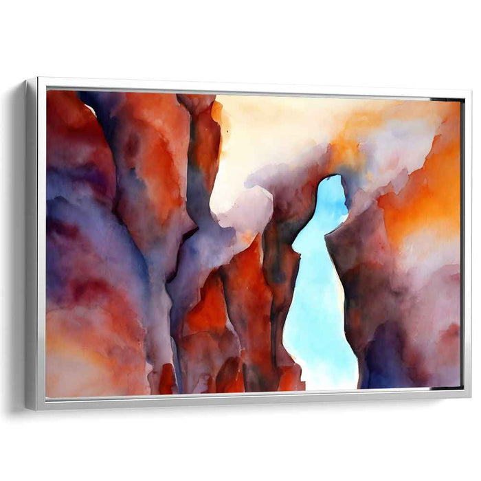 Serenity in Abstract: Canyon Sunset Watercolor Canvas Art Print